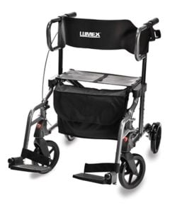 Lumex Hybrid LX Rollator Transport Chair, Titanium