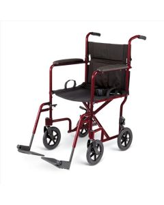 Medline Aluminum Transport Chair with 8" Wheels Red MDS808200ARE