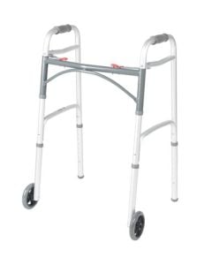 Deluxe Two Button Folding Walker with 5" Wheels by Drive Medical