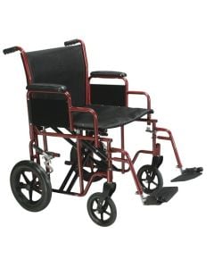Bariatric Heavy Duty Red Transport Wheelchair Swing Away Foot 