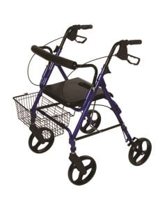 Blue Aluminum Deluxe Rollator with Removable Wheels - Roscoe Medical