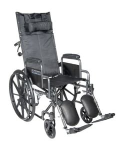 Silver Sport Reclining Wheelchair Detachable Desk Length Arms, 18" Seat