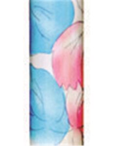Designer Offset Handle Cane - Leaf-Blue/Pink W1345L