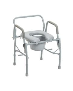 Steel Drop Arm Bedside Commode Padded Seat & Arms 