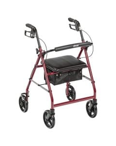 Drive Lightweight Rollator Fold Up Back Padded Seat, Red 7.5" Wheels