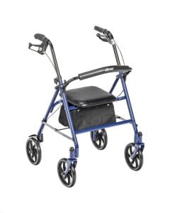Four Wheel Walker Rollator Fold Up Back Blue Drive Medical 
