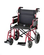 TRANSPORT CHAIR- 22 INCH WITH HAND BRAKES & SWINGAWAY FOOTRESTS RED by Nova