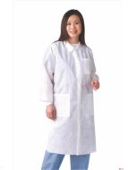 Medline Knit Cuff/Traditional Collar Multi-Layer Lab Coat in White in Medium NONSW100M Medium
