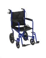 Blue Lightweight Expedition Transport Chair Brakes Drive Medical exp19ltbl