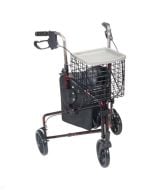 Red 3 Wheel Walker Rollator with Basket Drive Medical