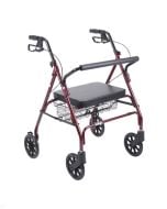 Drive Heavy Duty Bariatric Walker Rollator Padded Seat Red