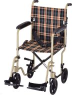 TRANSPORT CHAIR - 19 INCH LIGHTWEIGHT WITH PLAID UPHOLSTERY & SWINGAWAY FOOTRESTS CHAMPAGNE by Nova