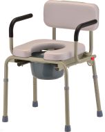 PADDED DROP ARM COMMODE- GRAY by Nova