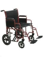 Bariatric Heavy Duty Red Transport Wheelchair Swing Away Foot, 20" Seat