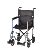 TRANSPORT CHAIR- 19 INCH LIGHTWEIGHT WITH SWINGAWAY FOOTRESTS BLUE by Nova