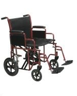 Bariatric Red Transport Wheelchair Swing Away Foot Rest, 450 Lb Capacity