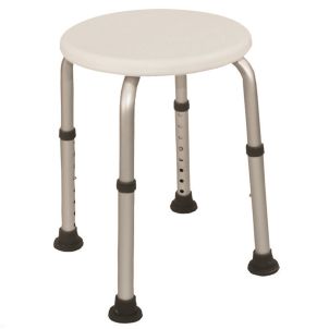 White Aluminum Height Adjustable Bath Stool - Roscoe Medical
