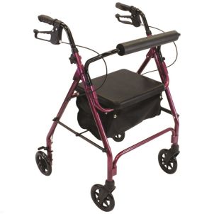 Burgundy Aluminum Z600 Rollator with Padded Seat - Roscoe Medical