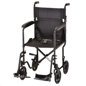 TRANSPORT CHAIR- 19 INCH WITH SWINGAWAY FOOTRESTS BLACK by Nova
