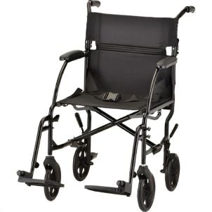TRANSPORT CHAIR 19 INCH WITH DESK ARMS LIGHTWEIGHT BLACK by Nova