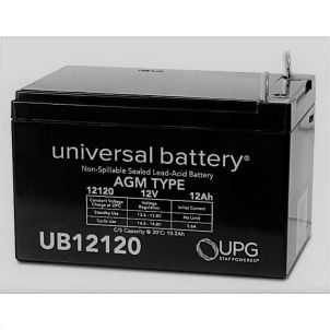 12Ah 12V Mobility Scooter Battery, Universal, Nut and Bolt Terminal (Default)
