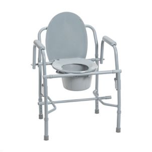 Steel Drop Arm Bedside Commode with Padded Arms by Drive Medical