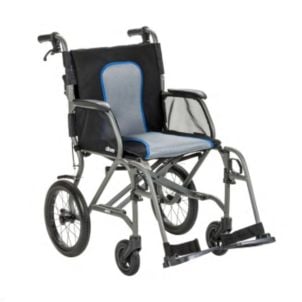 Black AeroFly Ultra-Lite Transport Chair by Drive Medical, AFT18BK-SF