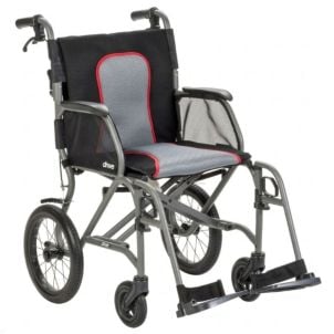 Gray AeroFly Ultra-Lite Transport Chair by Drive Medical, AFT18GY-SF