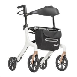 AeroWalk Ultra-Lite Rollator Rolling Walker, White by Drive Medical 10277WT-S