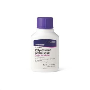 Bottle of PERRIGO Polyethylene Glycol Laxative Powder OTC0077824