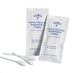 Box of 75 Medline Lemon Glycerin 3 Pack Swabsticks MDS090600H