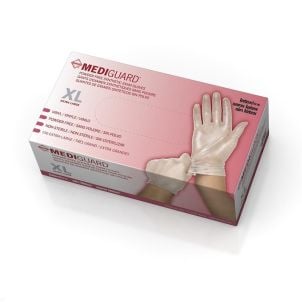 Box of MediGuard Vinyl Synthetic Exam Gloves | Clear | Large