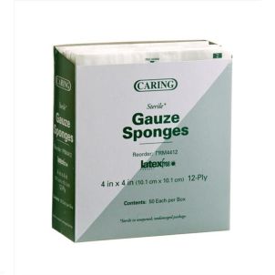 Box of Medline Caring Woven Sterile Gauze Sponges PRM4412