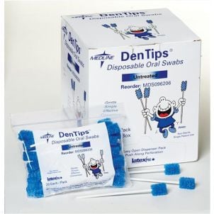 Box of Medline DenTips Oral Swabsticks Blue MDS096202