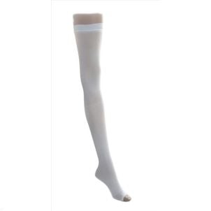 Box of Medline EMS Thigh Length Anti Embolism Stockings White Medium MDS160844H