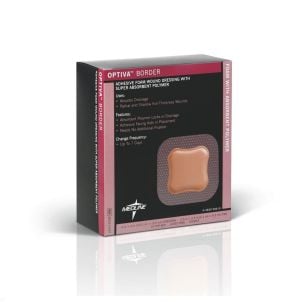 Box of Medline Optiva Foam Border Dressings MSC6744EP