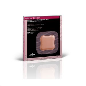 Box of Medline Optiva Foam Border Dressings MSC6777EPZ