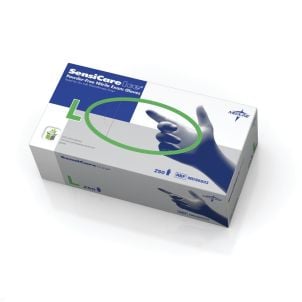 Box of SensiCare Ice Blue Nitrile Exam Gloves | Violet Blue | Large