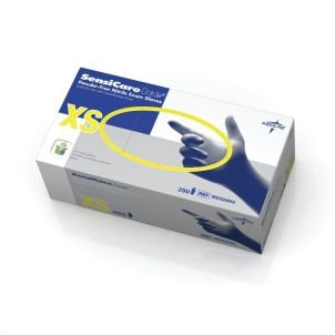 Box of SensiCare Ice Blue Nitrile Exam Gloves | Violet Blue | X-Small