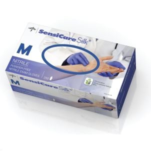 Box of SensiCare Silk Nitrile Exam Gloves | Dark Blue | Medium