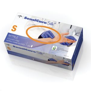 Box of SensiCare Silk Nitrile Exam Gloves | Dark Blue | Small