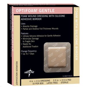Box of Ten Optifoam Gentle Border Adhesive Dressings MSC2044EPZ