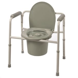 Grey Steel Three-In-One Commode - Roscoe Medical