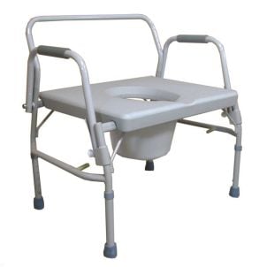 Grey Steel Bariatric Drop-Arm Commode - Roscoe Medical