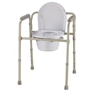 Grey Steel Three-In-One Folding Commode - Roscoe Medical