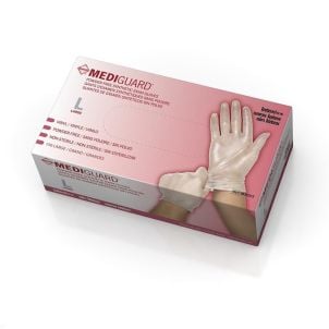 Case of MediGuard Vinyl Synthetic Exam Gloves | Clear | Large