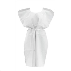  Medline Disposable Patient Gowns in White in NON24245 30" X 42"