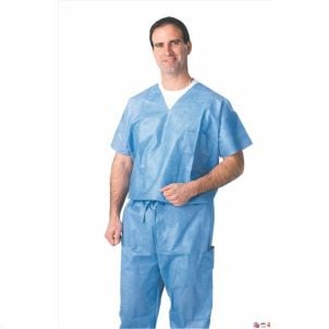 Medline Disposable Scrub Shirts in Blue in Medium NON27202M Medium