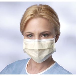 Case of Medline Isolation Face Masks with Earloops Yellow NON27110