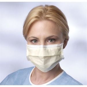 Case of Medline Isolation Face Masks with Earloops Yellow NON27110Z